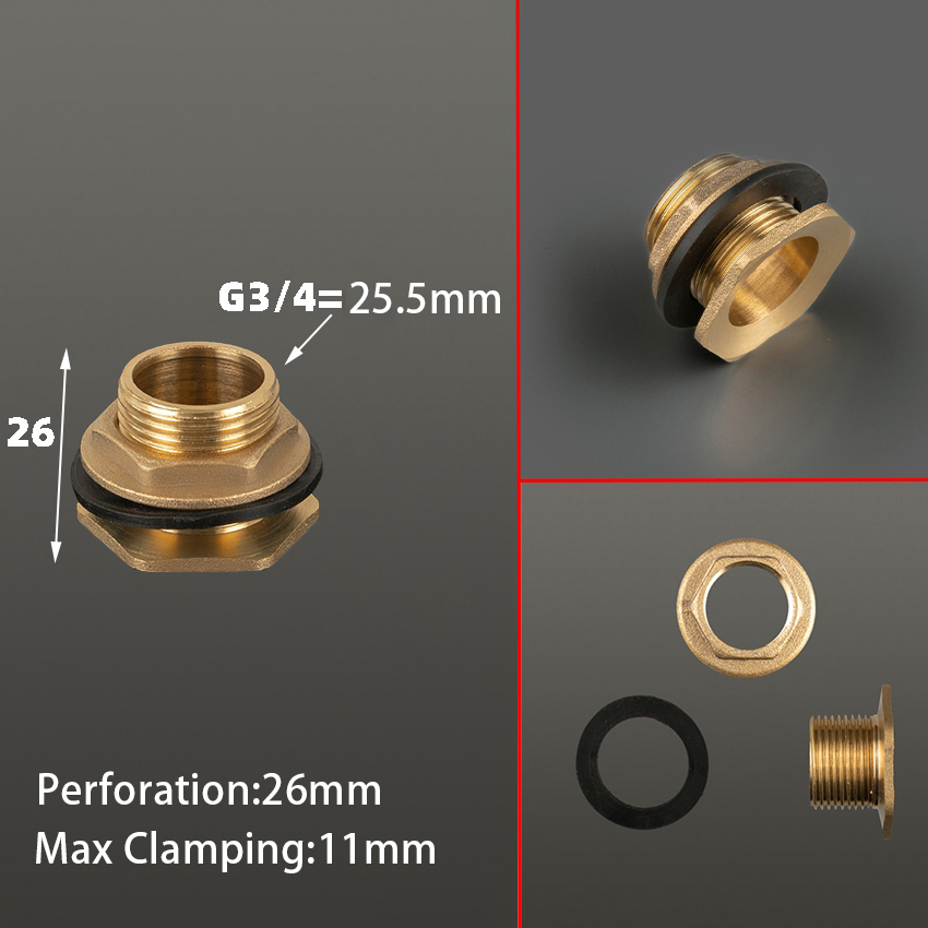 Conector de tanque de agua de latón de 1/2 "y 1/4", junta de silicona, tubo de cobre, junta de acoplamiento de tanque de peces, adaptador de manguera de tubo de riego de jardín: Plata