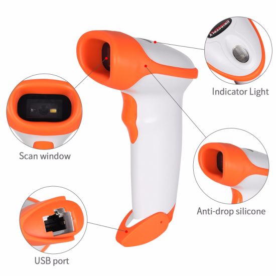 2D Wired USB Handheld Barcode Scanner, Qr Barcode Reader for Mobile Phone