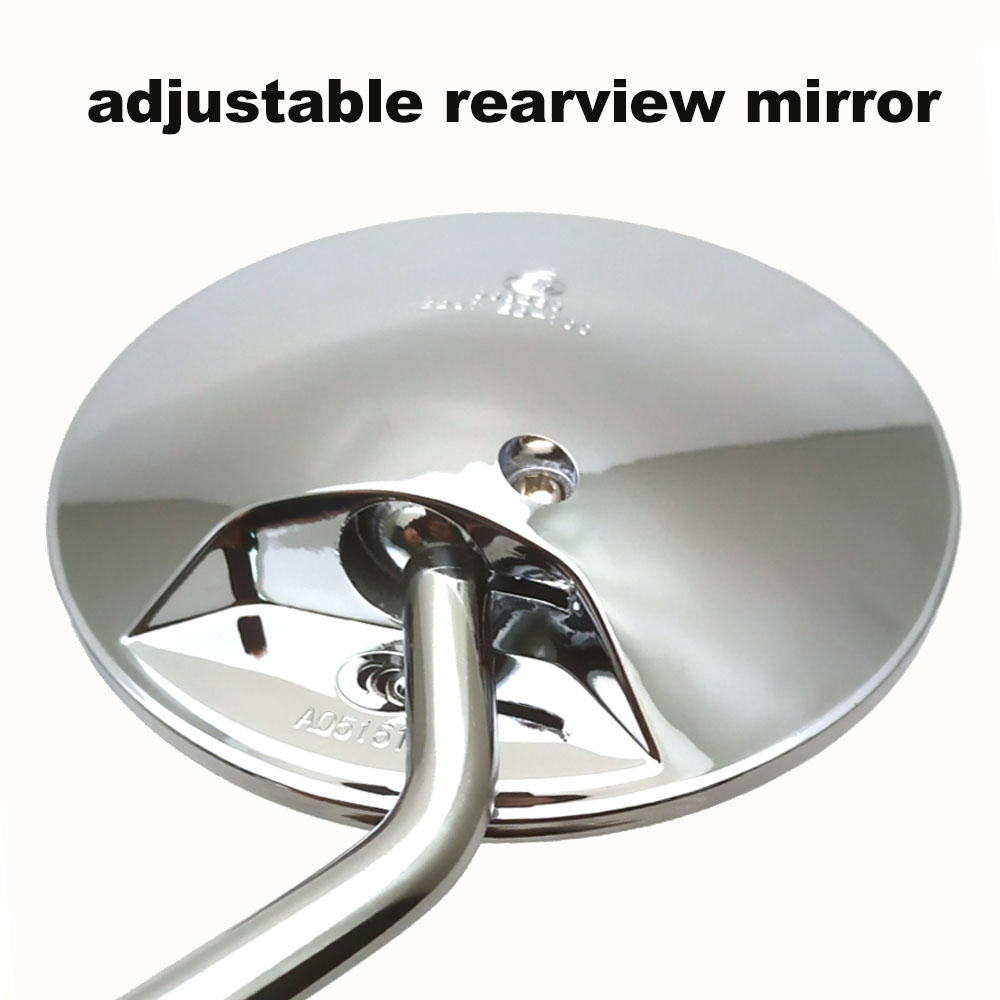 Een paar verchroomde motor- en scooterspiegels, universele achteruitkijkspiegels voor motorfietsen, 8mm stuks met  m10 adapters, ronde, ovale en bolle spiegels.