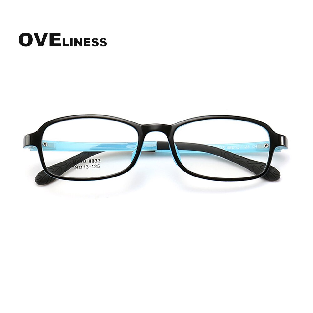 Myopia Optical Children Glasses Frame boy girl Solid TR90 Diopter Transparent Prescription Kids Glasses Flexible Soft Eyewear: black blue