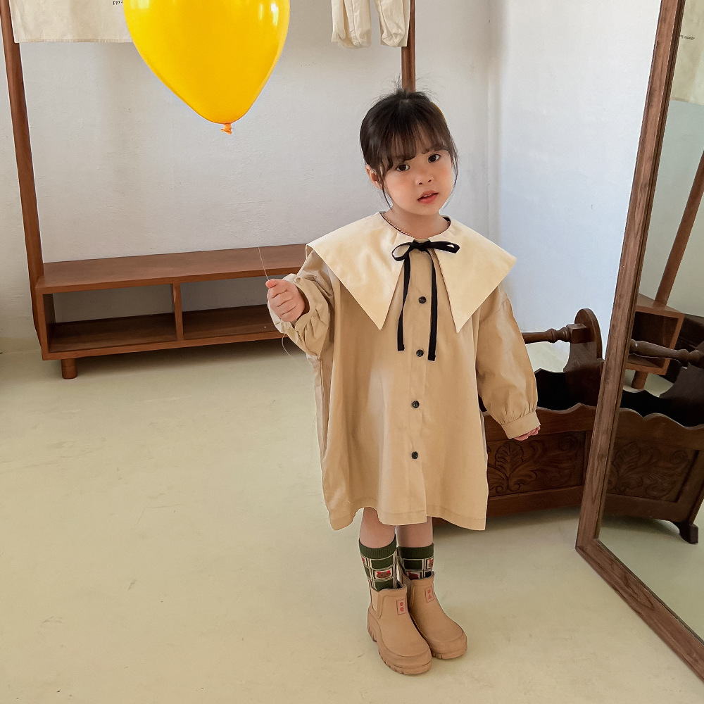 1160D Cardigan per abiti da ragazza cappotto allentato per ragazze primaverili e autunnali colletto rovesciato abito da ragazza cappotto da College: 100cm for 3y