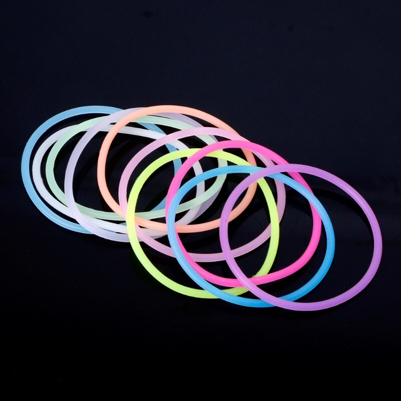 10Pcs Night Lichtgevende Armbanden Polsband Gummy Silicone Diy Rubber Haarbanden K3ND