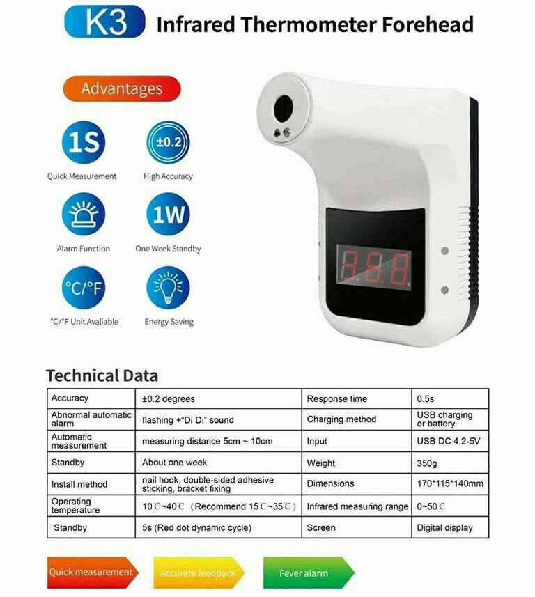 2 in 1 Infrared Thermometer K9 Automatic Soap Dispenser Palm Temperature Measurement and Disinfection Integrated Machine wb: K3
