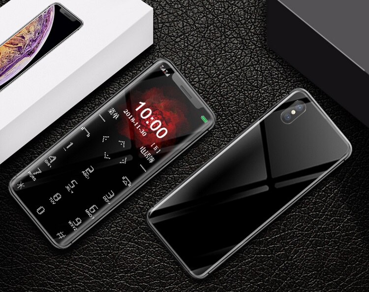 Touch Key Extra Slim Light BT Sync Dial Flashlight Recording Mp3 Small Spare Cellphone Free Case Mini Card Feature Phone: add 16G TF / Black