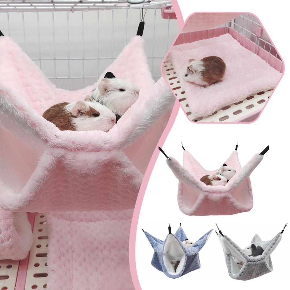 Warm Plush Hamster Hammock Small Animal Double-layer Thicken Sleeping Bag Nest Pets Rat Squirrel Hanging Cage House