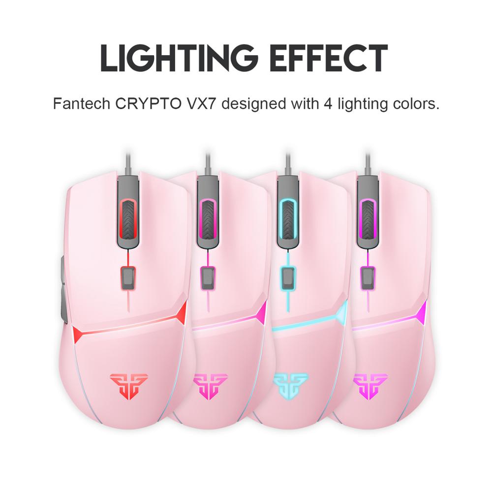 FANTECH-ratón óptico VX7 para videojuegos, dispositivo con luz 84G, 8000DPI, 6 botones, Macro, con cable para FPS y Moba