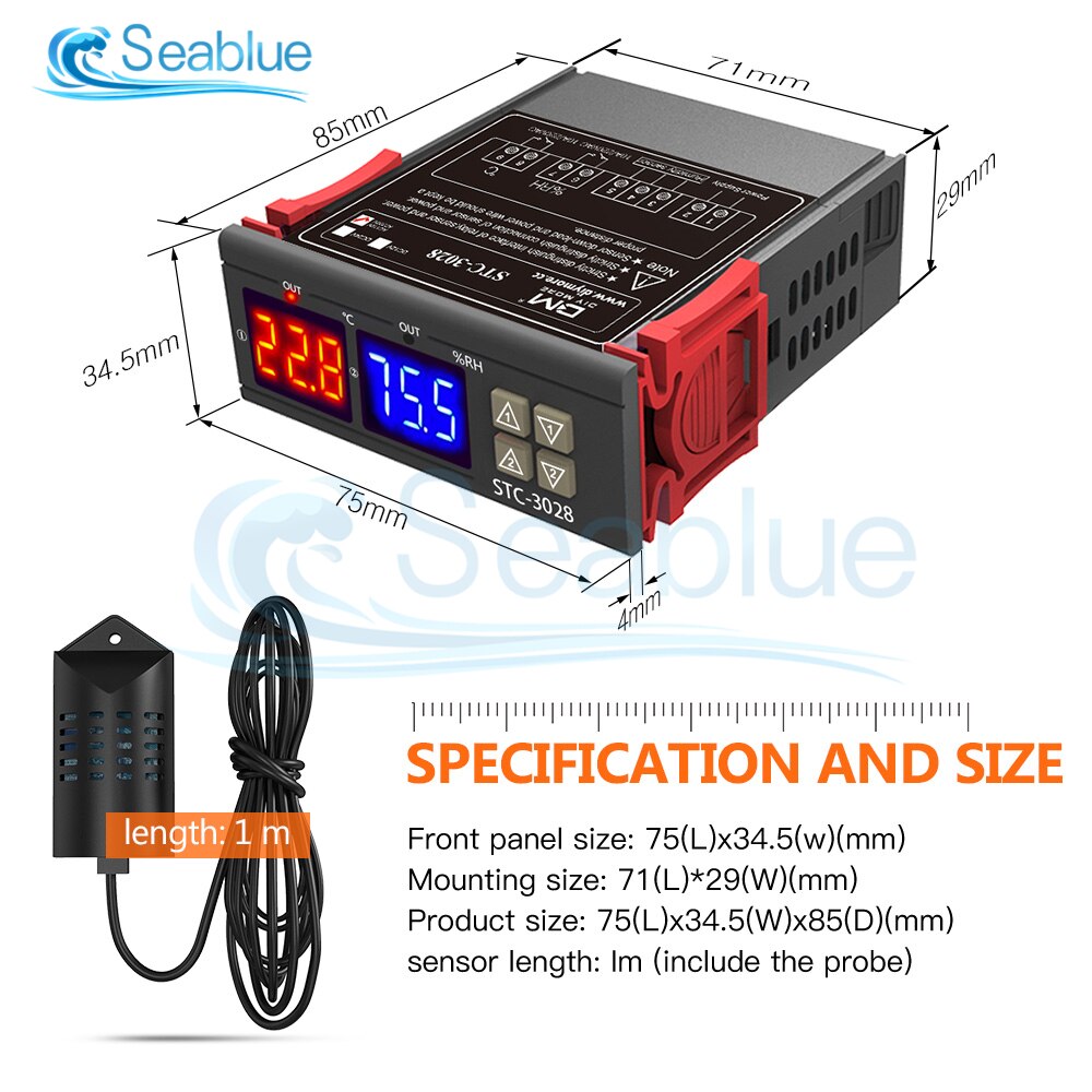 STC-3028 SHT2000 Temperatur Feuchtigkeit Regler Hause Kühlschrank Thermostat Hygrostat Thermometer Hygrometer DC 12V 24V AC 110-220V