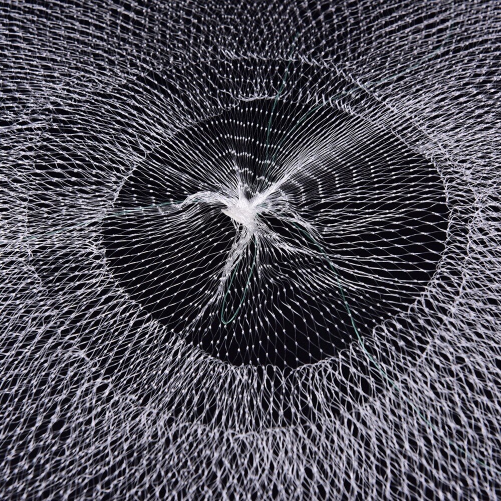 White Shrimp Net Folding Round Metal Frame Nylon Mesh Crab Crawdad Shrimp