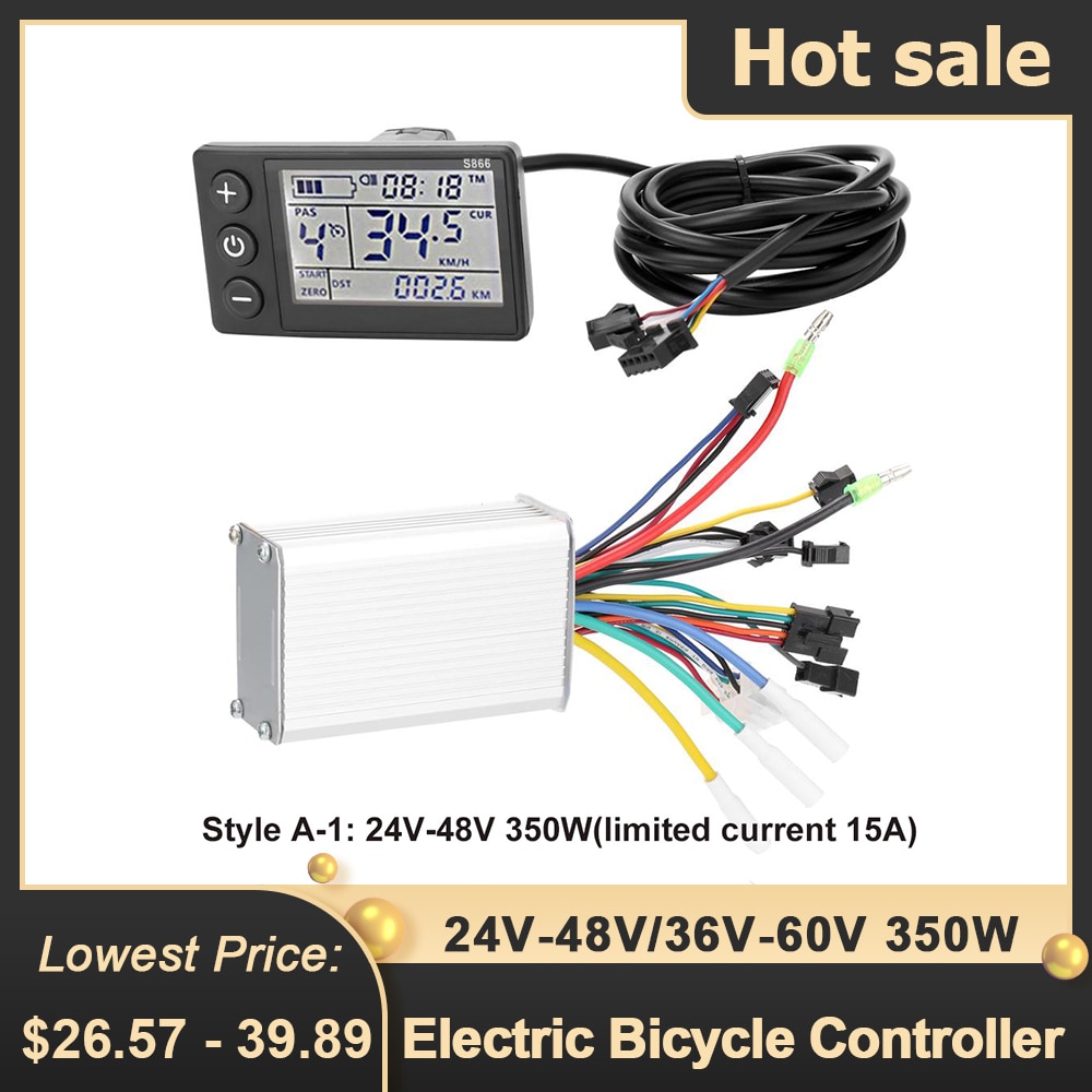 24V-48V/36V-60V 350W Electric Bicycle Controller with LCD Display Panel E-bike Electric E Bike Scooter Brushless Controller Part
