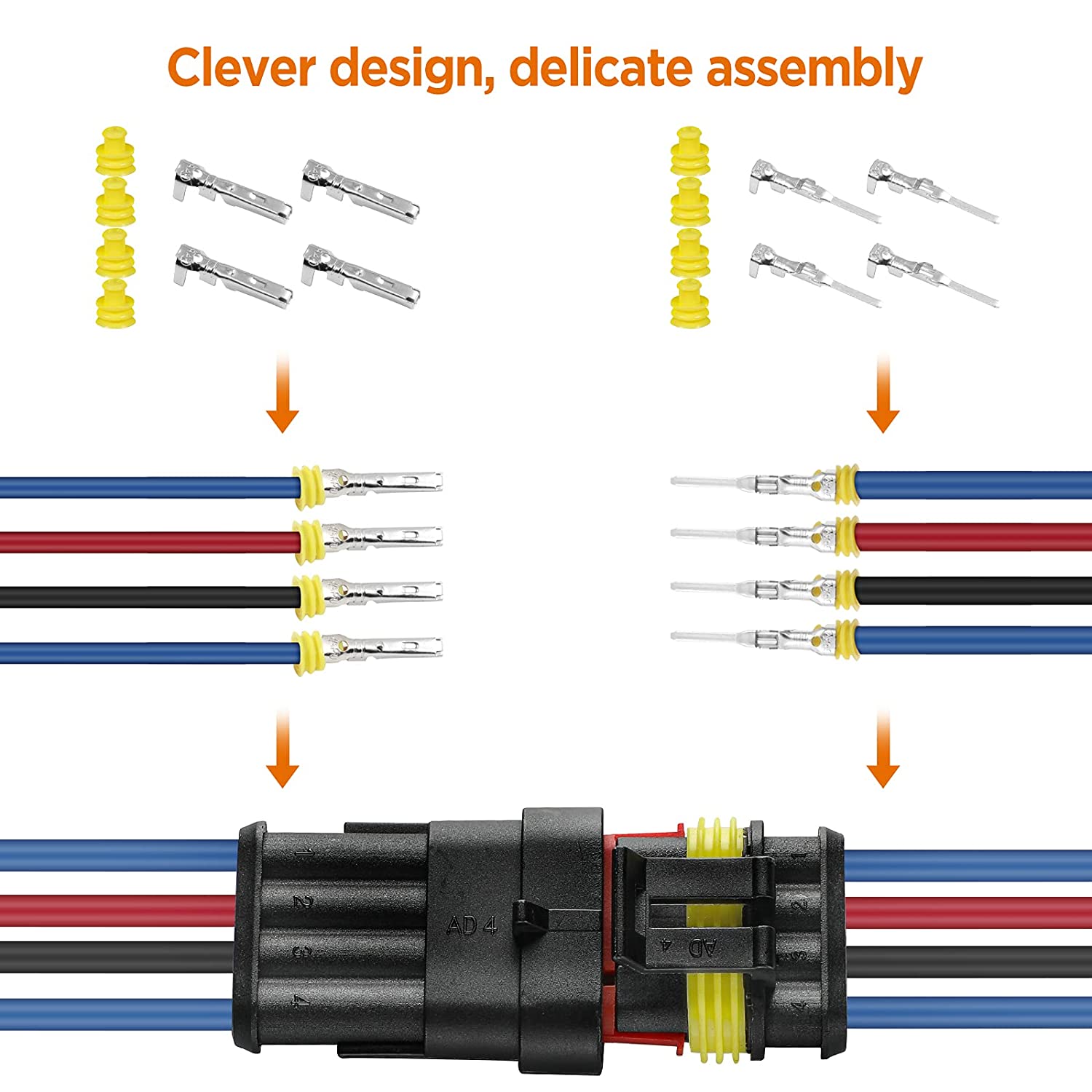 Waterproof Connectors Kit Automotive Solder Wire Quick Connector Electrical In Car Wiring Auto Seal Socket 1 2 3 4 Pin Plug
