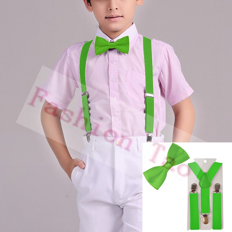 2 uds. De tirantes para niños con lazo verde, tirantes para chicos, conjuntos de tirantes de mariposa, pajarita para de boda, Wtr0003a01: Default Title