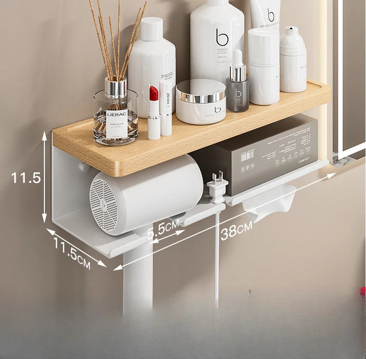 Haardroger Standaard Voor Badkamer, Haardroger Houder, Hout Föhn Houder, Haargereedschap Styling Organizer Voor Badkamer, Blazer Houder: Bruin