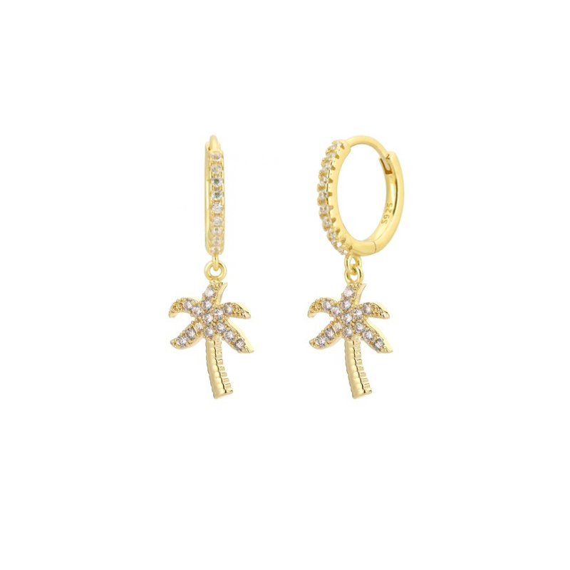 Mode Hip Hop Palm Tree Gold Hoop Oorbellen Geometrische Charm Bungelende Earring Voor Vrouwen Sieraden Pendientes Accessoires: K0003-Y