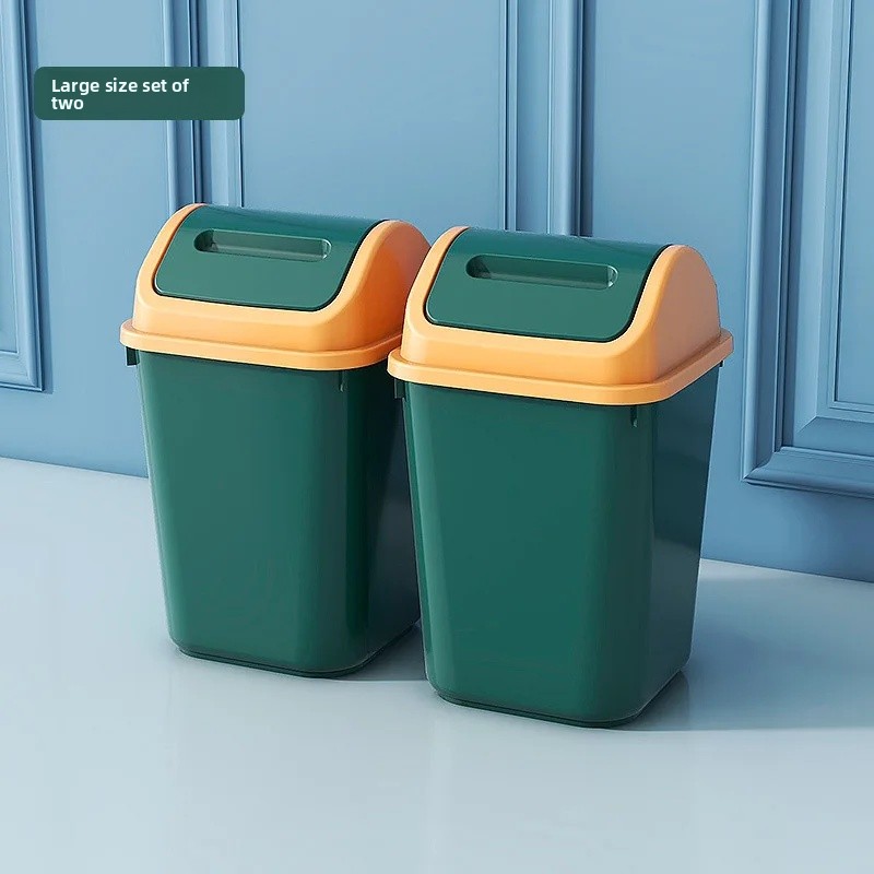 Duży, szczelny kosz na śmieci robić domu, łazienki, kuchni, salonu z pokrywą, plastikowy kwadratowy pojemnik na odpady robić sypialni.: żółty
