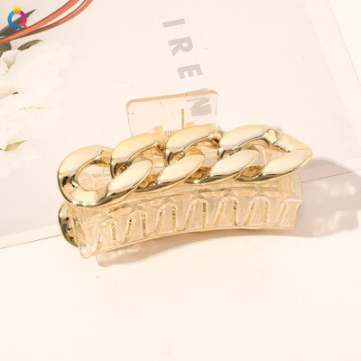 Metal Chain Catch Clip Simple Large Back Head Broken Hair Clip Female Headdress Temperament Shark Clip: TE093