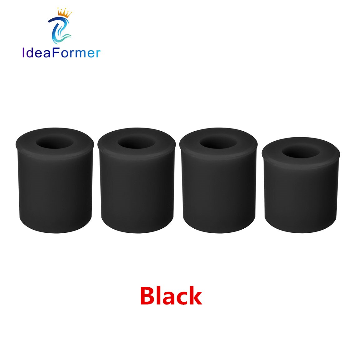 Plateau chauffant, colonne de nivellement en silicone pour imprimante 3D, pièces résistantes aux hautes températures, ensemble de 3 longs et 1 court, pour presse CR10, CR10S: Black
