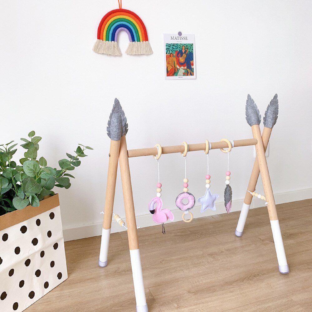New Arrival dziecko drewniane aktywność siłownia zagraj w przedszkole Sensory Ring-Pull zabawka Fitness rama wystrój pokoju wieszak na ubrania zabawki dla dzieci