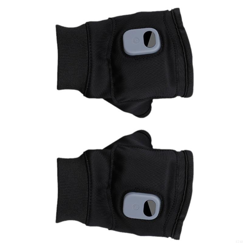 E74D Winter Elektrische Beheizte Handschuhe Praktische Winddicht USB Hand Heizung Handschuhe Waschbar Halb Finger Warme
