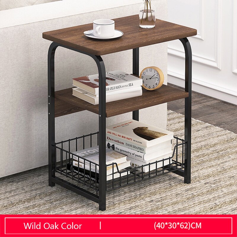 2~3 Tier Marble Pattern Coffee Table Wooden Tea Table White Sofa End Table Nightstand with Storage Basket Shelf for Bedroom