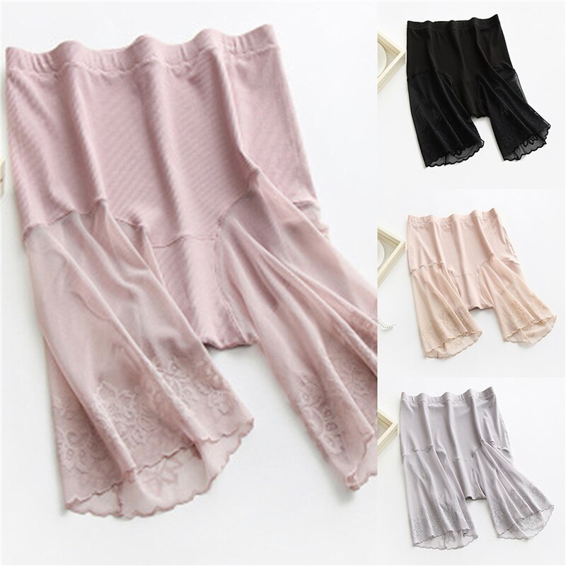 Pantalones cortos de seguridad para mujer, Shorts sexys de encaje, antirozaduras, hasta el muslo, talla grande