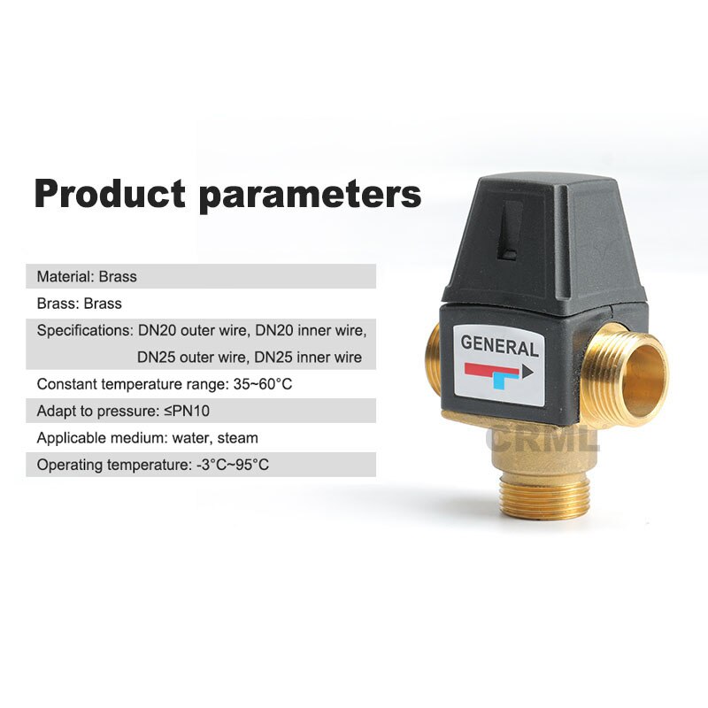 DN20/DN25 Solar Water Heater Valve 3-Way Brass Thermostatic Mixer Valve Male Female Thread Mixing Valve Accessories 3/4" 1"