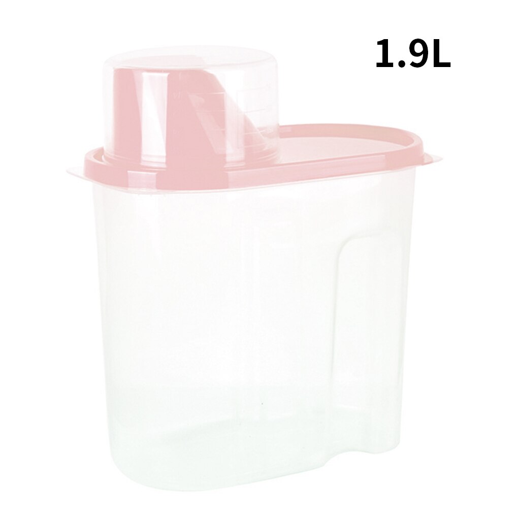 1.9-2.5L PP Food Storage Box Clear Plastic Kitchen Storage Bottles Jars Dried Grains Tank Pantry Container Sealpot Organizer 1pc: Pink 1.9L