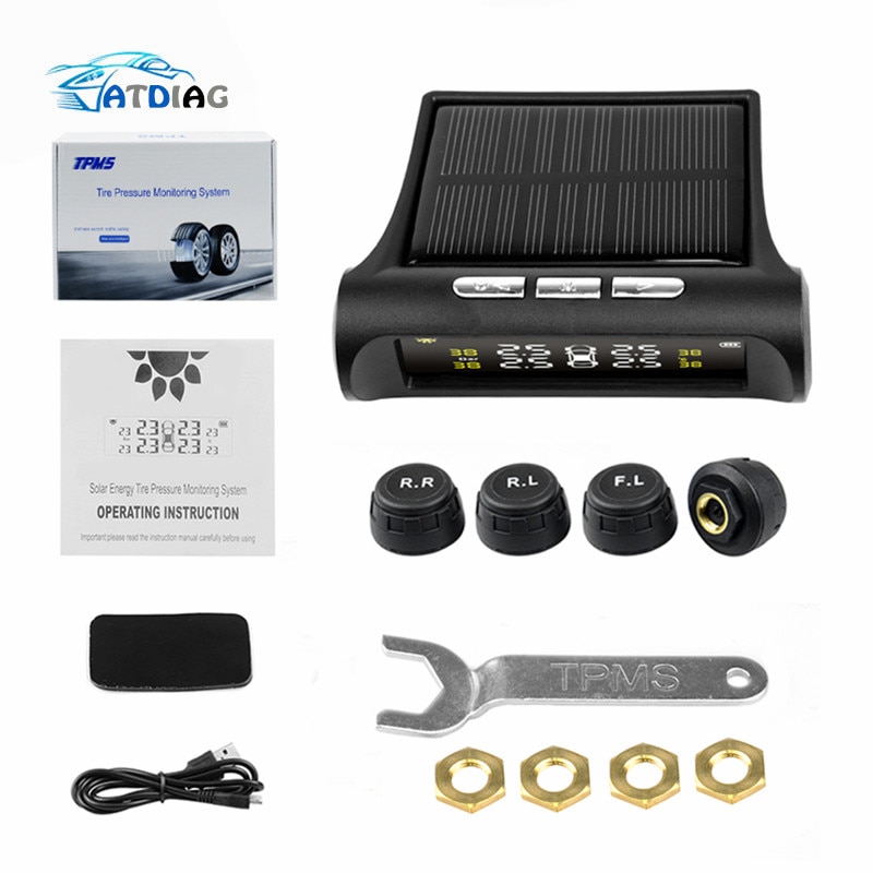 Smart Car TPMS Tyre Pressure Monitoring System Solar Power Digital LCD Display Auto Security Alarm Systems Tyre Pressure