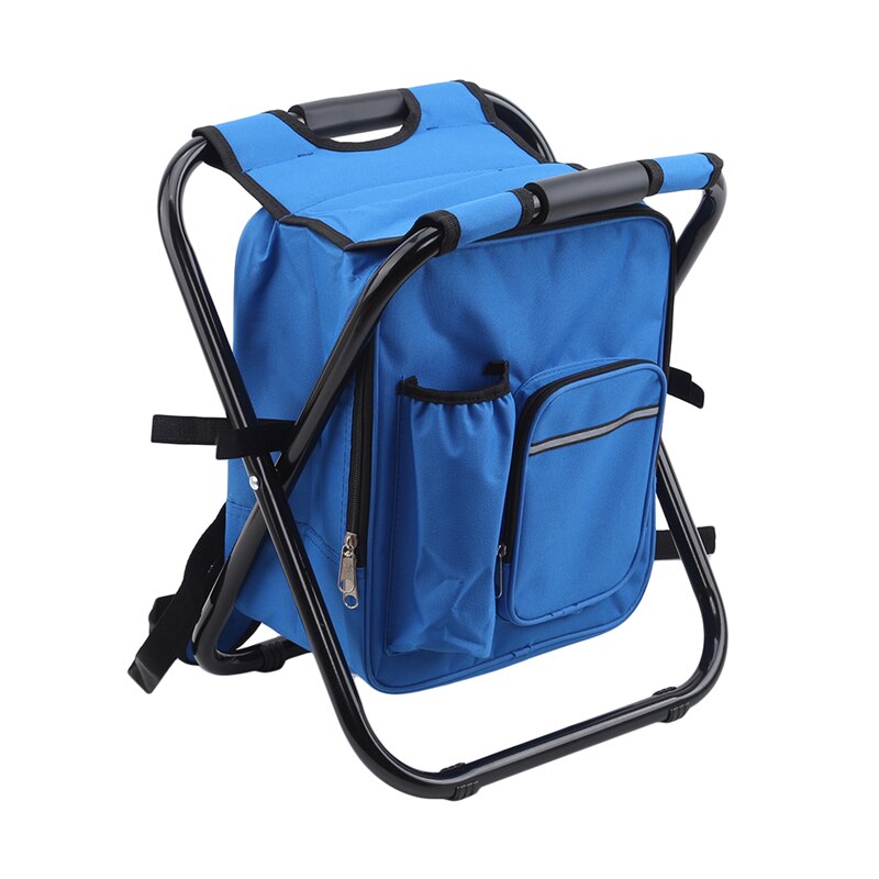 Udendørs foldestol camping fiskestol skammel bærbar rygsæk køligere isoleret picnic værktøj taske vandretur sæde bordtaske: Blå