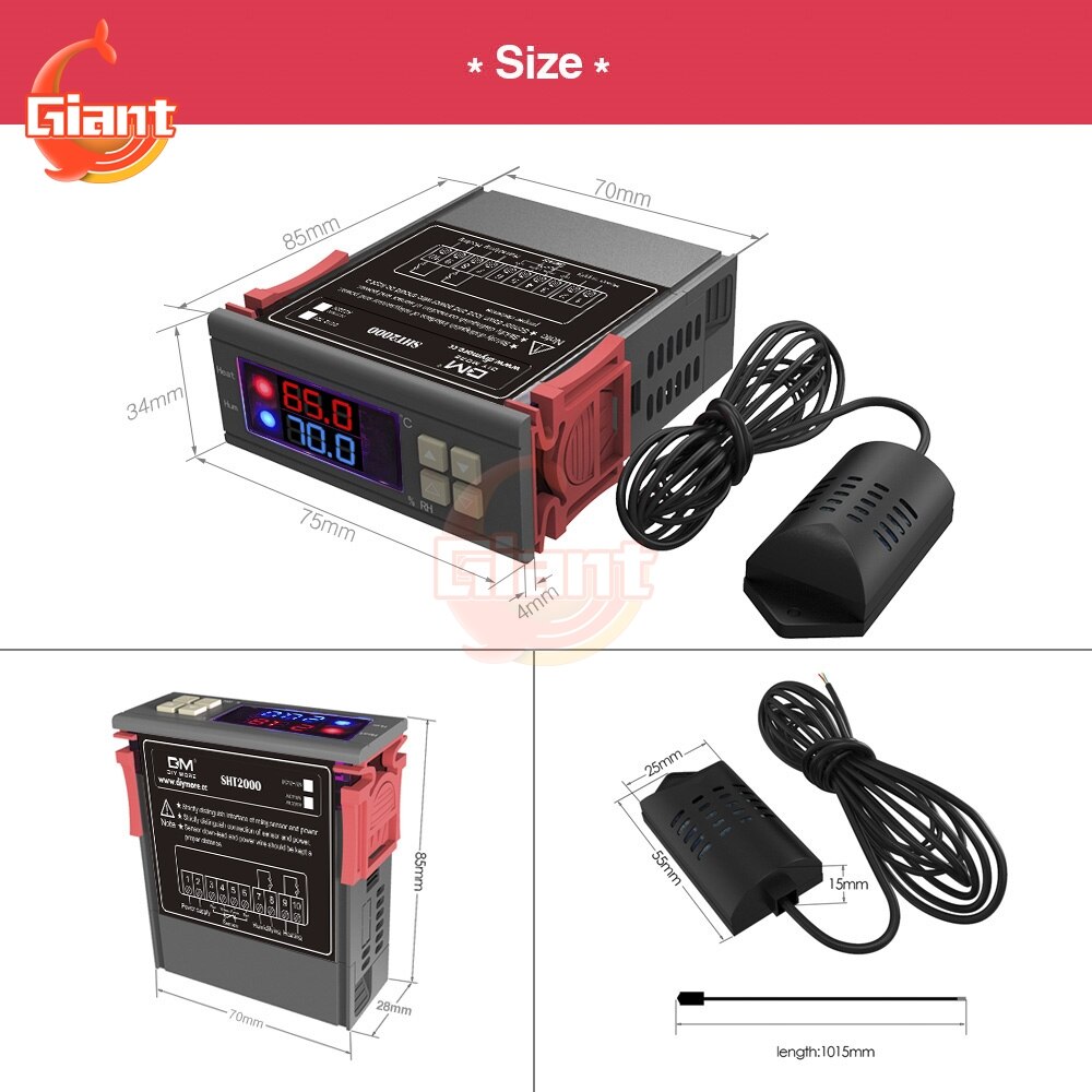 DC 12V 24V 48V AC 110V-220V Digital Temperature Humidity Controller Thermostat Humidistat Thermometer Hygrometer Weather Station