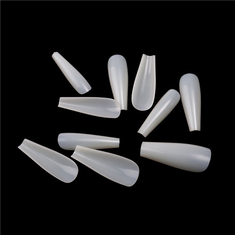 100 stk/opp lange ballerina negle kunstige kunstige negle klare/naturlige/hvide lange kiste negle spidser fuld dæksel aftagelig nail art