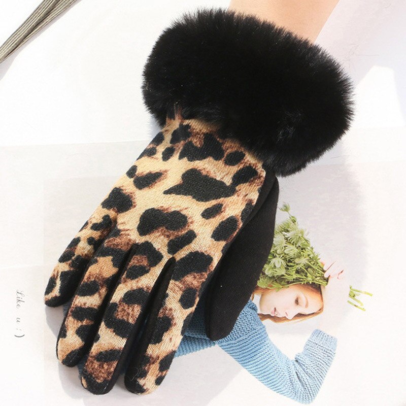 Guantes con estampado de leopardo para mujer, manoplas suaves de felpa con estampado de leopardo, de terciopelo, para mantener el calor y el frío, D69: Cow Yellow