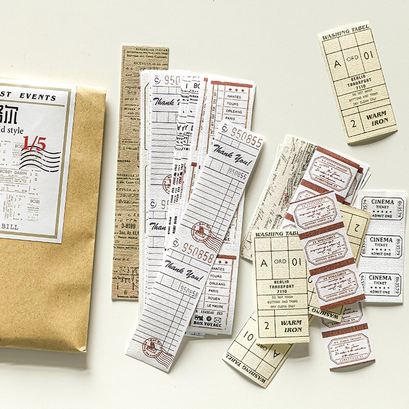 Papel de colección de recibos antiguos Vintage, planificador de papel de fondo decorativo artesanal