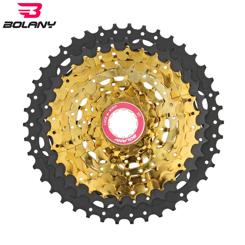 Neue bolany 9 10 geschwindigkeit kassette MTB 9V 10V 11-42T mountainbike freilauf Breite Verhältnis ultraleicht 485g fahrrad schwungrad Schwarz-gold