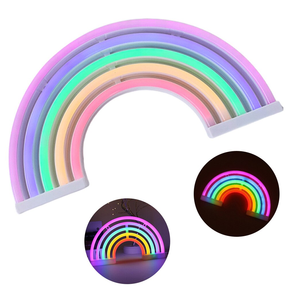 Cute Rainbow Neon Sign LED Rainbow Light Lamp LED Neon Light Warm White Wall Art Sign Lights Bedroom Decoration Party Decor