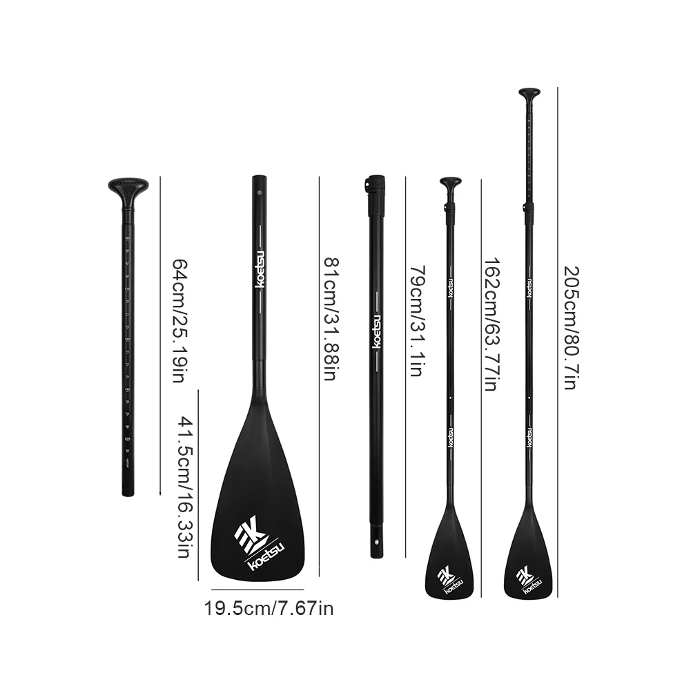 3-Piece Detachable SUP Paddle Adjustable Length Stand Up Paddleboard Paddles Aluminum Alloy SUP Surfpaddle for Canoe Kayaking