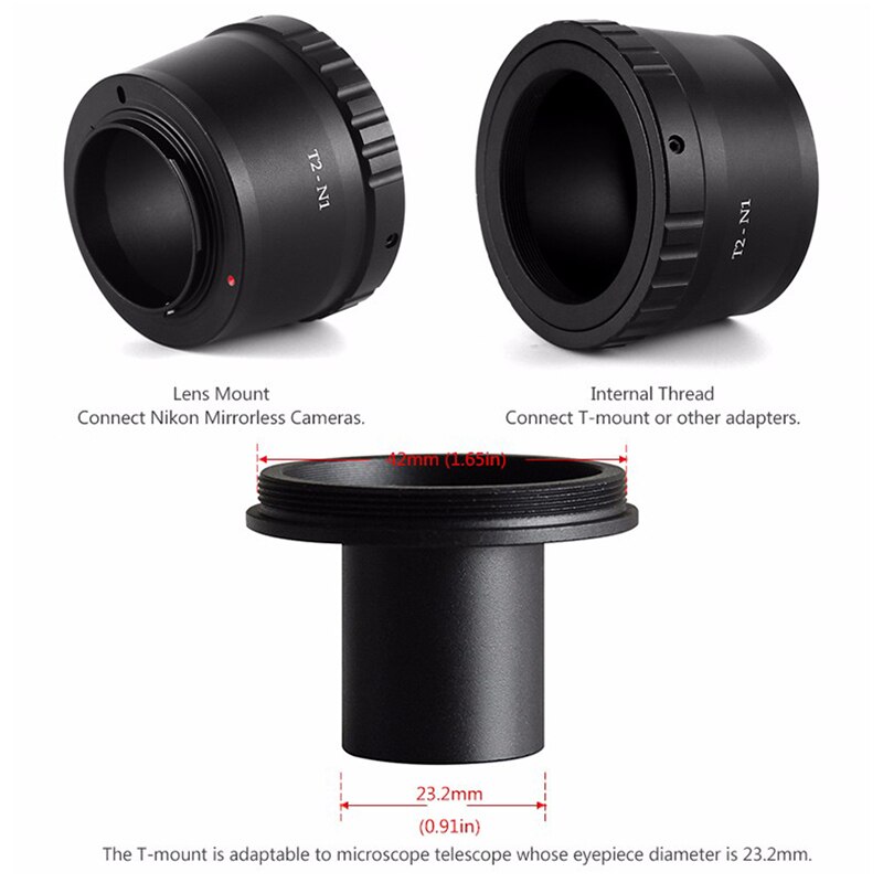 Anillo en T para Nikon T2-N1 adaptador de cámara espejo + 0,91 pulgadas 23,2 Mm adaptador de microscopio