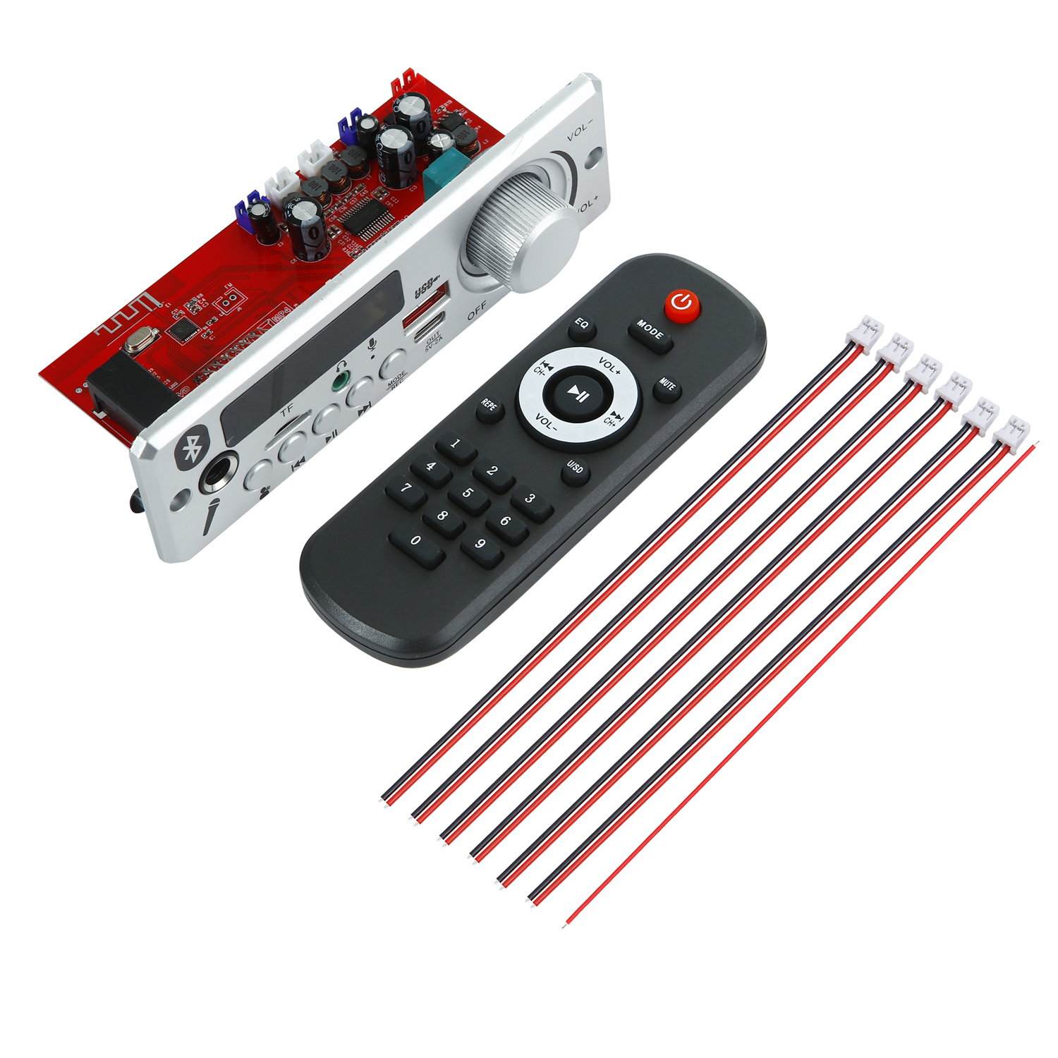 80w Verstärker Bluetooth 5,0 DIY MP3 WAV Decoder Board DC 12V 2*40W Wireless Auto USB MP3-Player TF Kartens teck platz USB FM mit Mikrofon: Rot