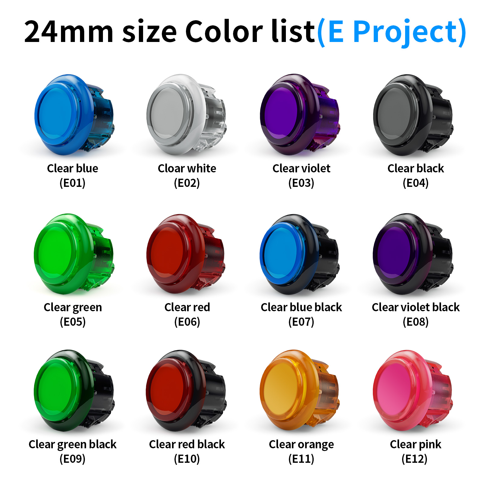 Qanba Gravity KS Mechanische Wellen Silent Pushbutton 24mm/30mm Arcade Button Snap-in (Boxed)