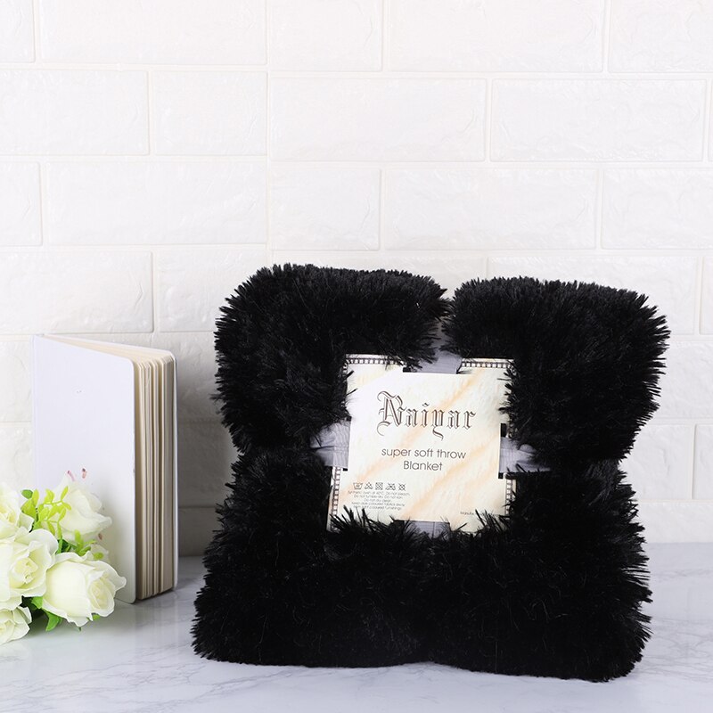 Couverture en fourrure douce couverture longue Shaggy floue fausse fourrure couverture canapé lit canapé couvertures confortable avec Sherpa moelleux: black / 160-130cm