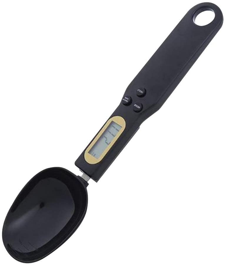 Cuchara medidora Digital de cocina con pantalla Lcd, balanza de cuchara Digital electrónica, Mini báscula de cocina, suministros para hornear: Negro