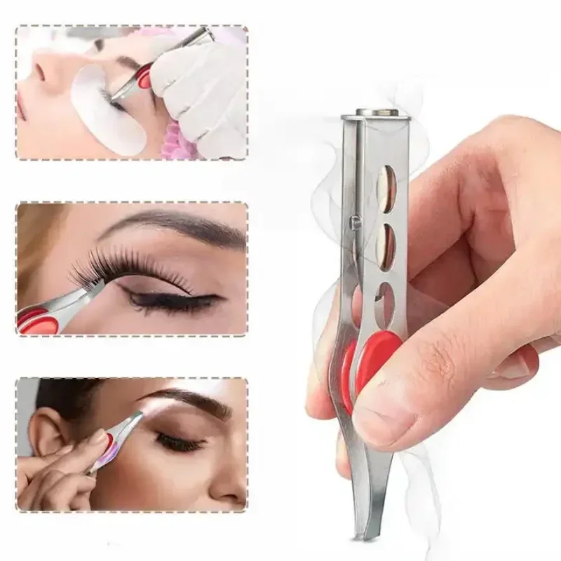 Met LED-lampclip Wenkbrauwpincet Make-up Schoonheidstools Ontharingsklem Minilicht Delicaat trimmen