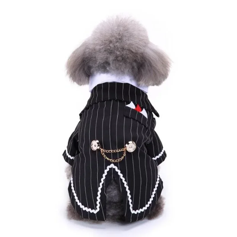 Gentleman Hond Kleren Kat Huisdier Trouwpak Leuke Cachorro Mascotas Pak Gestreepte Smokingvlinderdas Wedding Shirt Kostuum