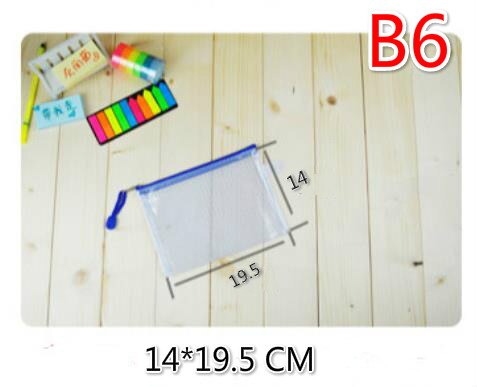 A3/B4/A4/B5/A6 office supplies multilayer zipper bags kits transparent waterproof mesh bags file holder: B6