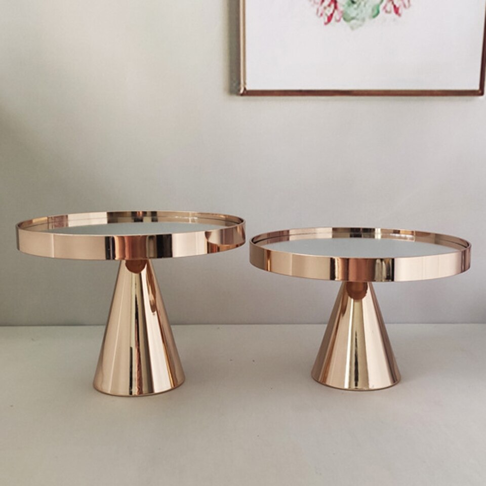 Msjo Metal Cake Stand Gold European-style Dessert Display Rack Birthday Party Decoration Cupcake Stand Mirror Tray Plating Stand