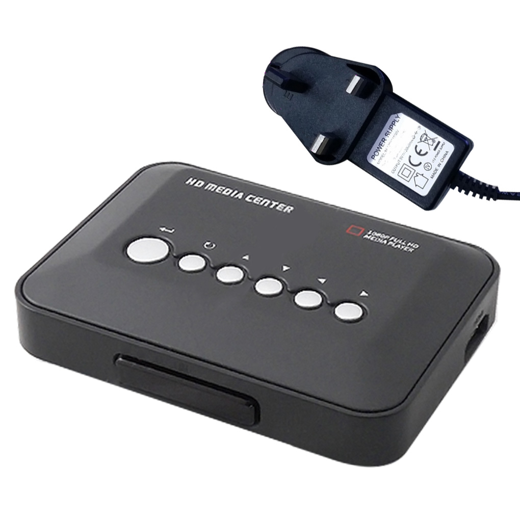 Mini reproductor multimedia Full HD1080P MKV HD, reproductor multimedia con Centro HD, AV, VGA, USB, SD, MMC, mando a distancia, enchufe para UE, EE. UU., Reino Unido y Australia: UK Plug