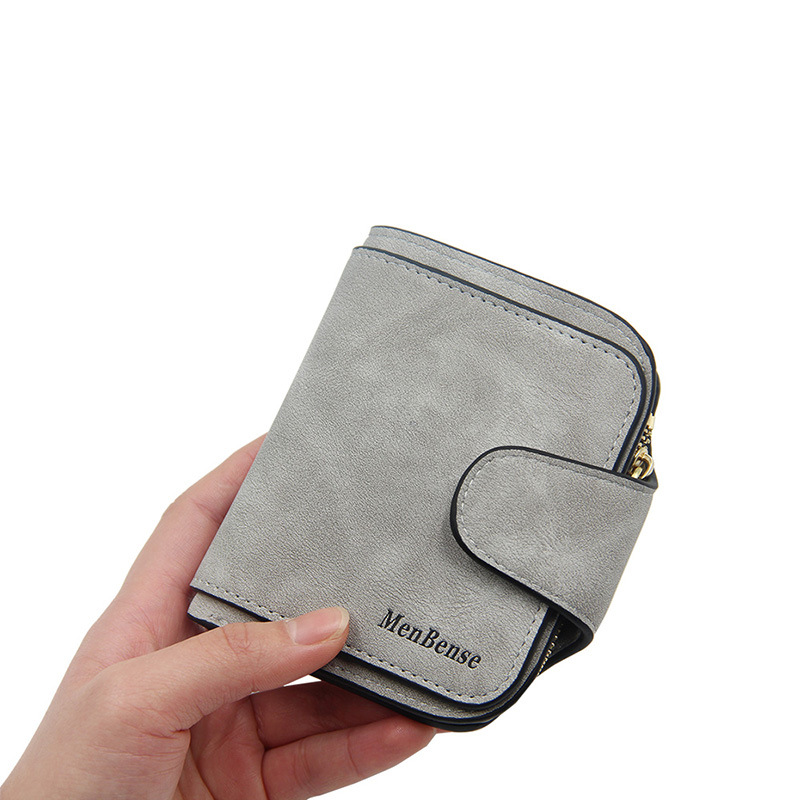 Lady Snap Fastener Zipper Short Clutch Wallet Solid Letter Small Female Purse Short Purse Vintage Matte Women Wallet