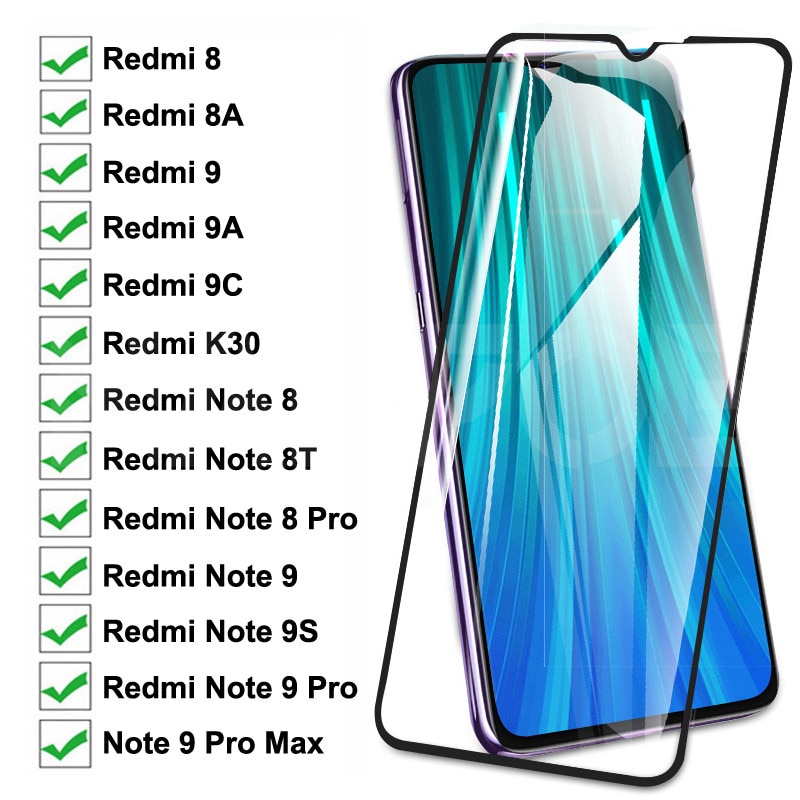 9D vidrio templado para Xiaomi Redmi 8 8A 9 9A 9C K30 Protector de pantalla Redmi Note 9S 8 8T 9 Pro Max película protectora de vidrio de seguridad