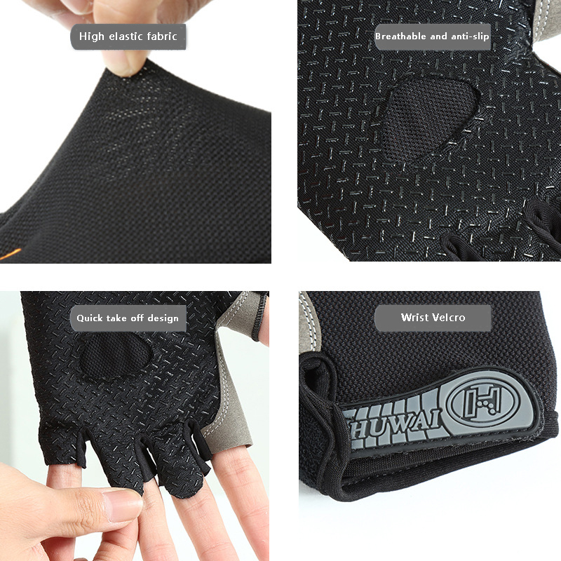 Guantes de gimnasio Guantes sin dedos Guantes antideslizantes que absorben los golpes Guantes transpirables Guantes deportivos para entrenamiento Levantamiento de pesas Ciclismo