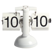 Wonderful automatic flip clock retro simple home living room table clock one-legged small balance flip clock: All white flip clock
