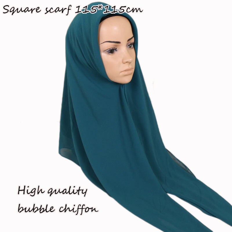 10 stk/parti 115*115cm kvadratisk hovedtørklæde kvinder almindeligt boble chiffon hijab tørklæde ensfarvet sjaler og vikler muslimske hijab tørklæder